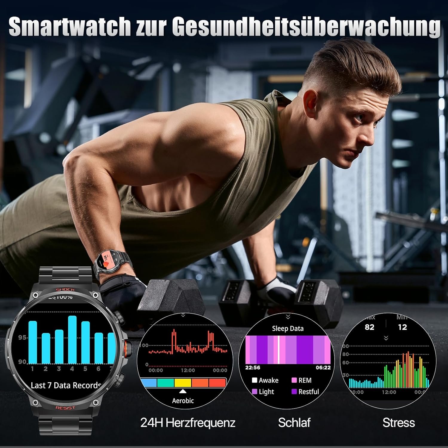 Multifunctional Smart Watch, Fashion Digital Watch with Answer/Make Calls & 100+ Sport Modes, Waterproof Sports Watch for Women & Men - Bild 4
