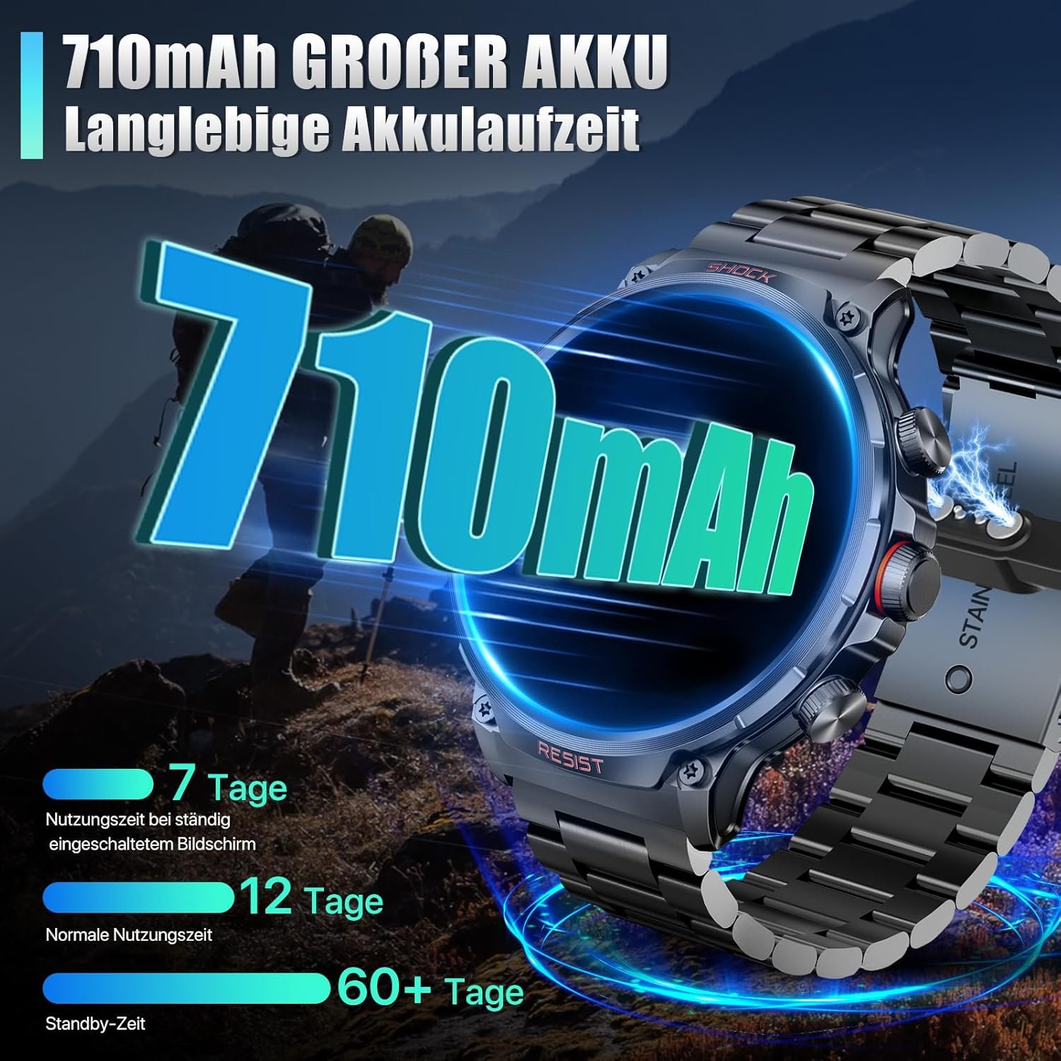 Multifunctional Smart Watch, Fashion Digital Watch with Answer/Make Calls & 100+ Sport Modes, Waterproof Sports Watch for Women & Men - Bild 6
