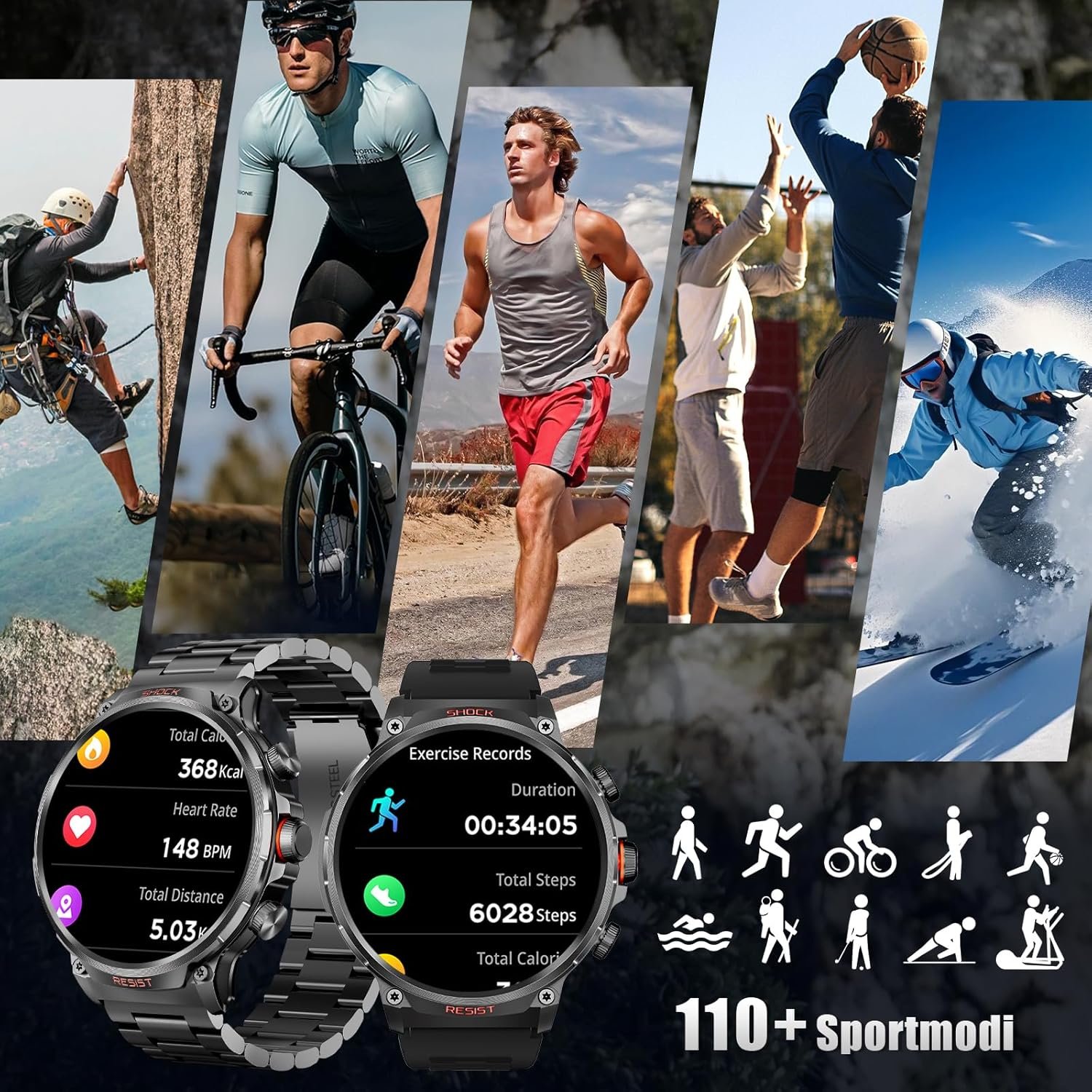 Multifunctional Smart Watch, Fashion Digital Watch with Answer/Make Calls & 100+ Sport Modes, Waterproof Sports Watch for Women & Men - Bild 2