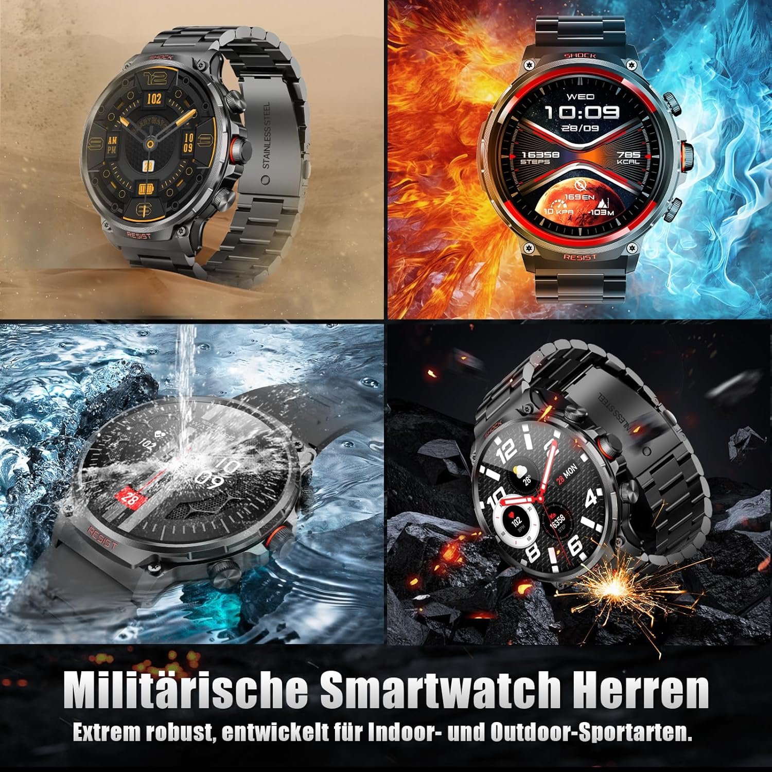 Multifunctional Smart Watch, Fashion Digital Watch with Answer/Make Calls & 100+ Sport Modes, Waterproof Sports Watch for Women & Men - Bild 7